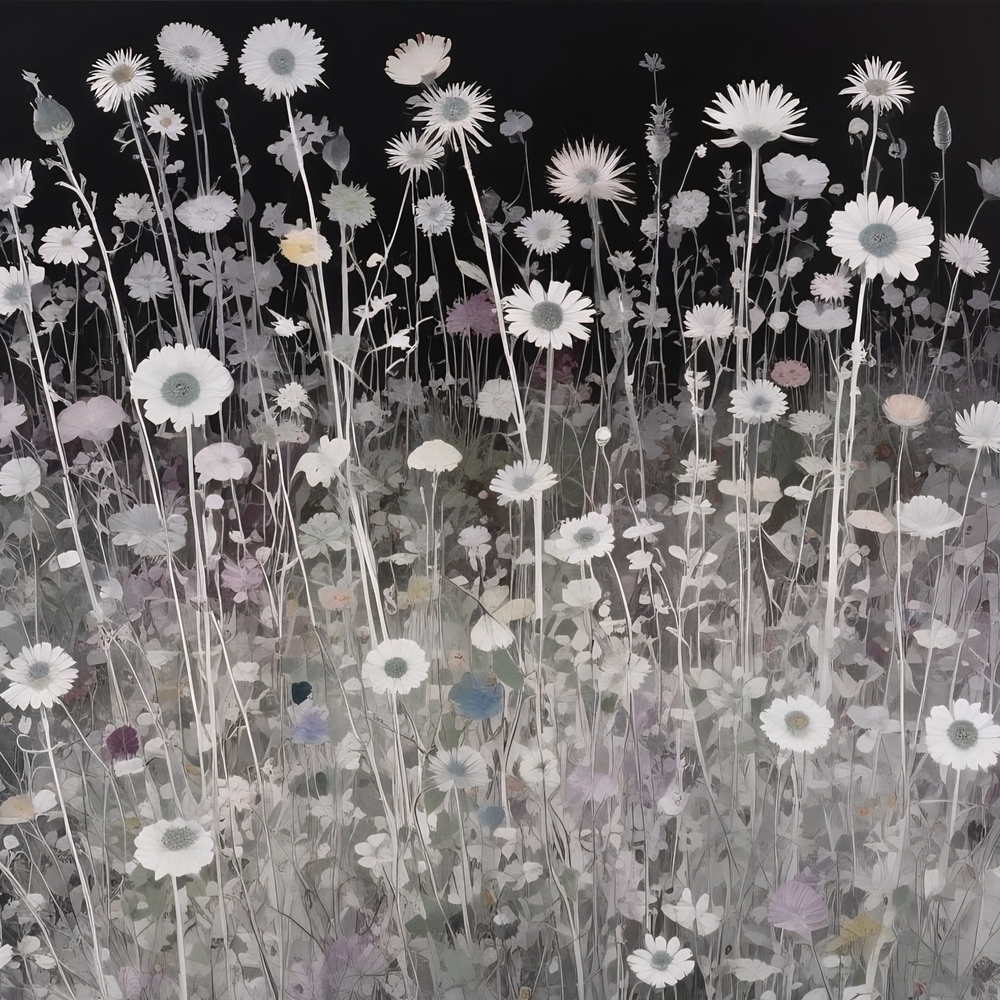 Floral Art Print in Black and White